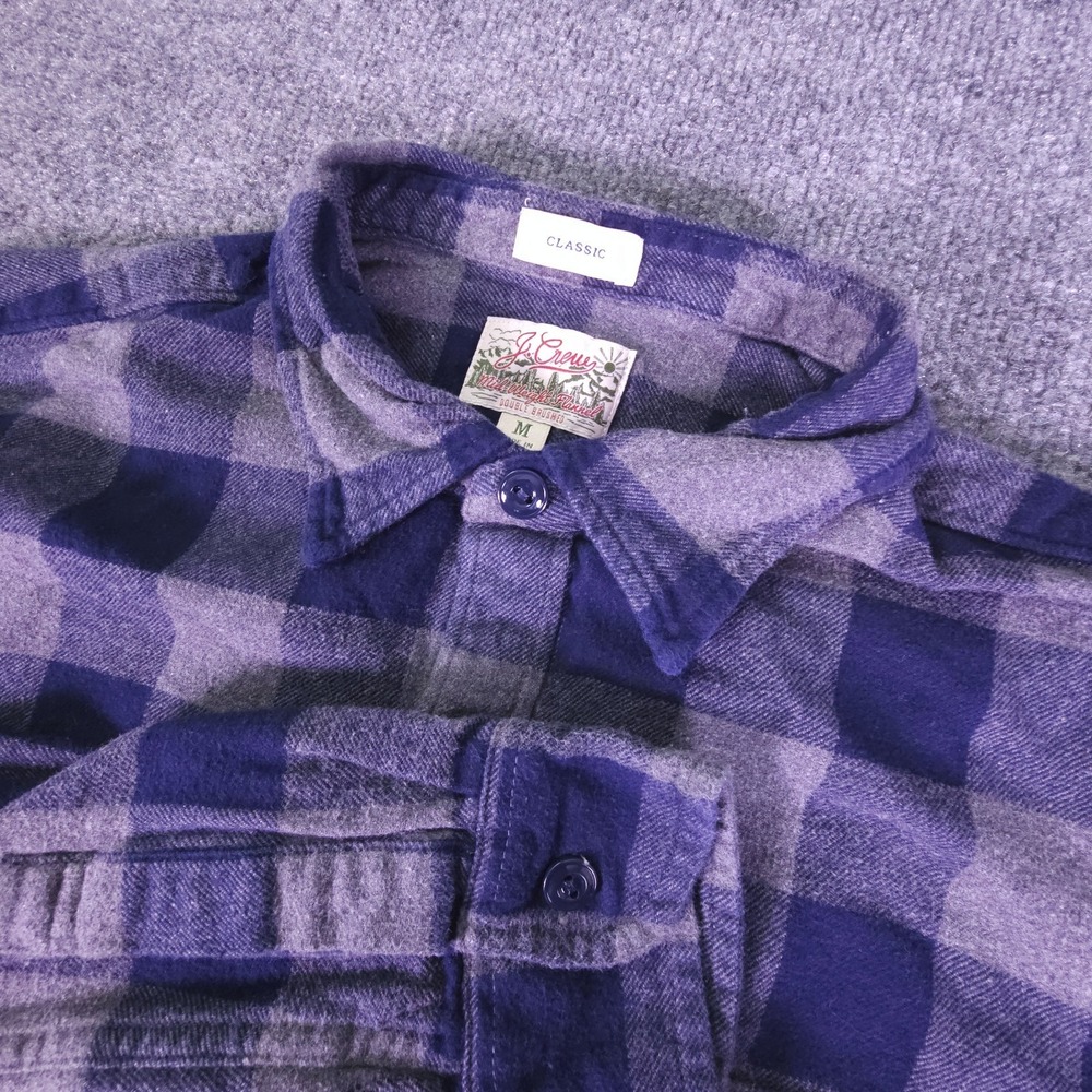 J. Crew Shirt Mens M Mid Weight Flannel Double Brushed Buffalo Check Blue Plaid